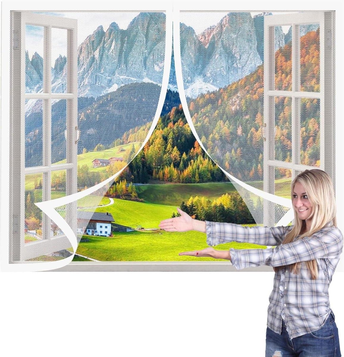 Raamhor met Muggennet - Vliegenscherm Magnetisch - Insecten Buiten Houden - Zonder Boren Te Plaatsen - 115 x 113 cm