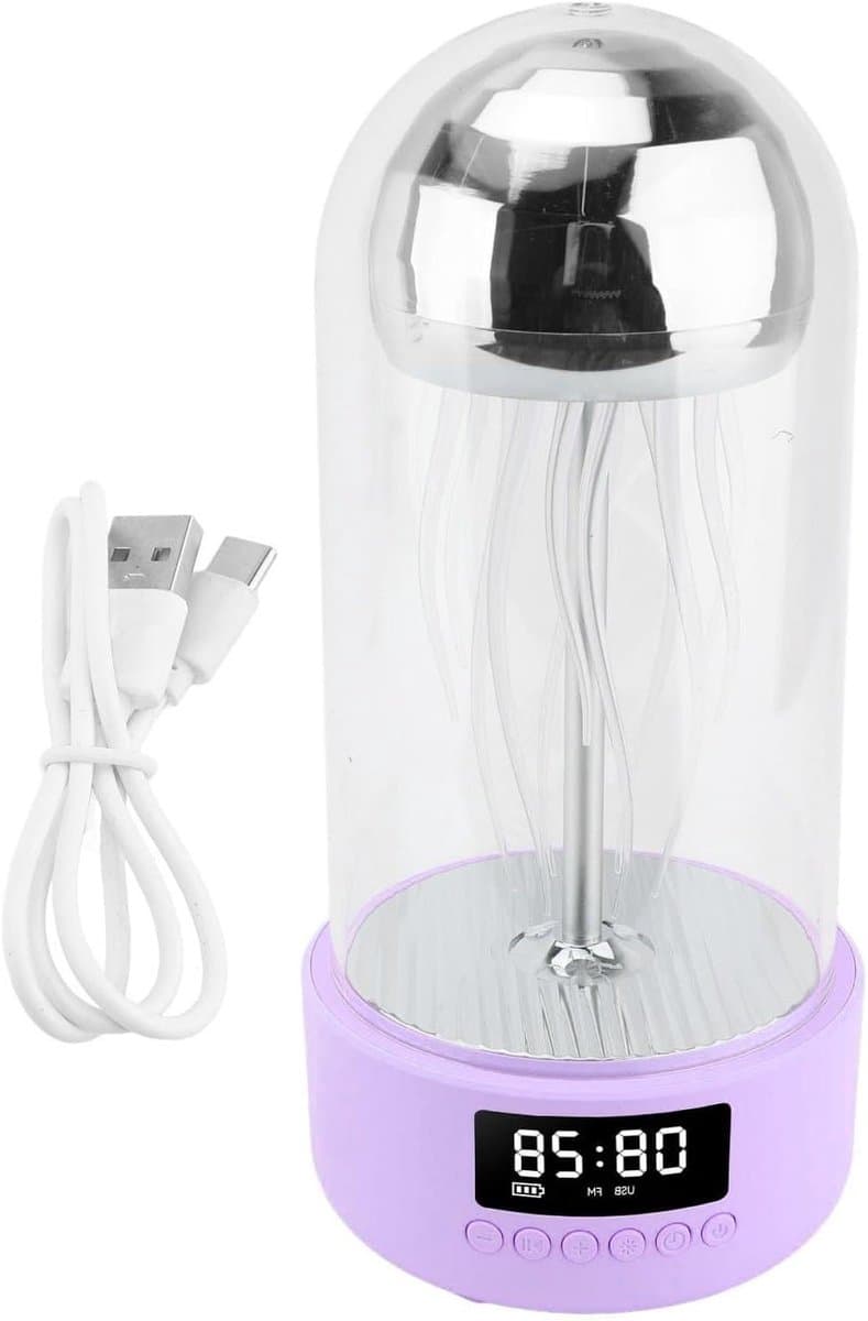 Kwallenlamp Luidspreker - Sfeerverlichting Geluid - Kamer Decoratie - Zeven Kleuren - 28 x 14 x 13 cm - Paars