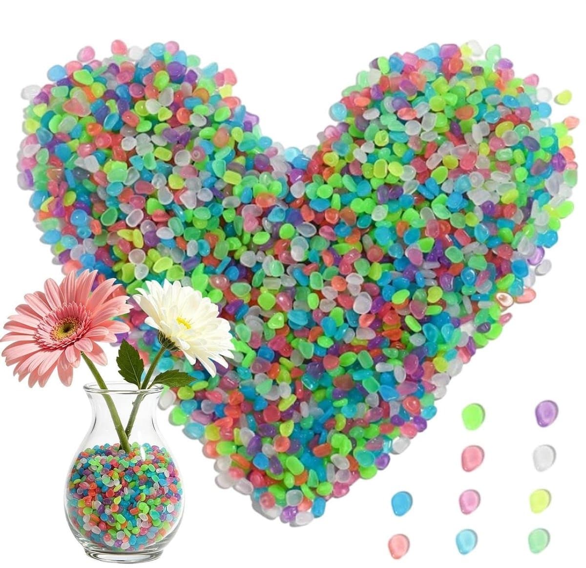 Gloeikiezels Set - Decoratieve Stenen - Tuin Verlichten - Meerkleurig Lichteffect - 1000 Stuks - Kleurrijk