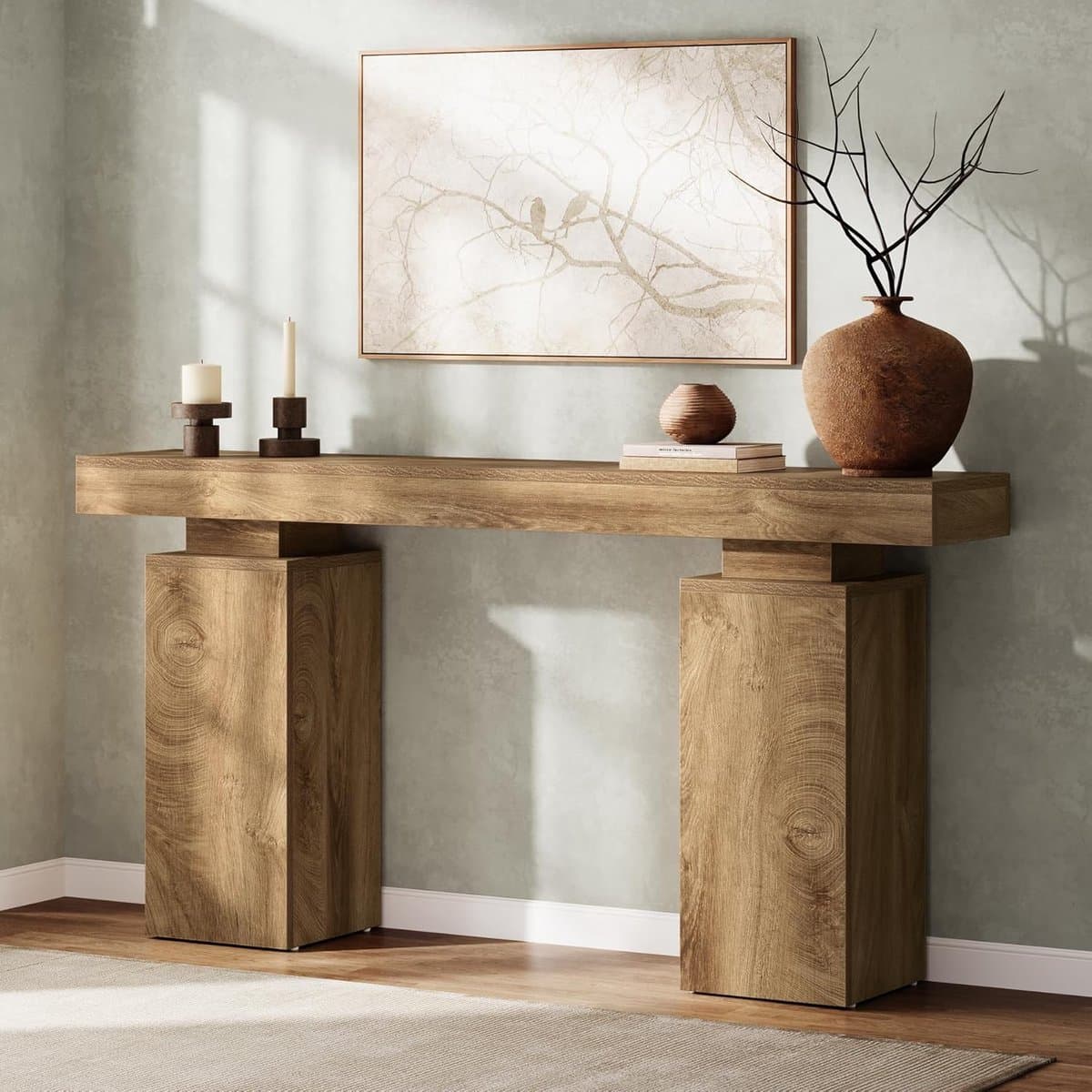Lange Landelijke Consoletafel 160 x 30 x 85 cm – Rustieke Haltafel voor Entree, Woonkamer & Achter Bank – Houten Sidetable met Moderne Uitstraling – Natuurlijk Design