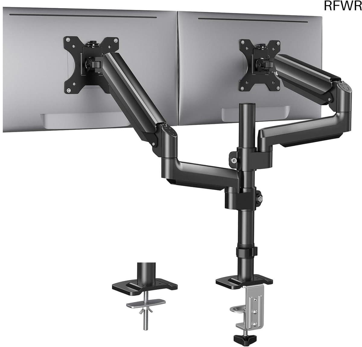 Dubbele Monitor Arm - Dubbel Scherm Bureau - Ergonomisch Werken - Volledige Bewegingsflexibiliteit - Tot 32 Inch - Zwart