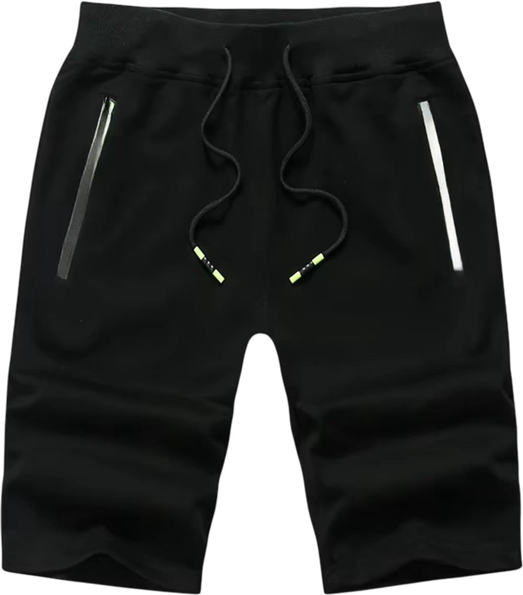 Heren Shorts Zwart – Casual Katoenen Korte Broek, Strandshort en Zomer Short, Comfortabele Boardshort voor Mannen - Maat XL