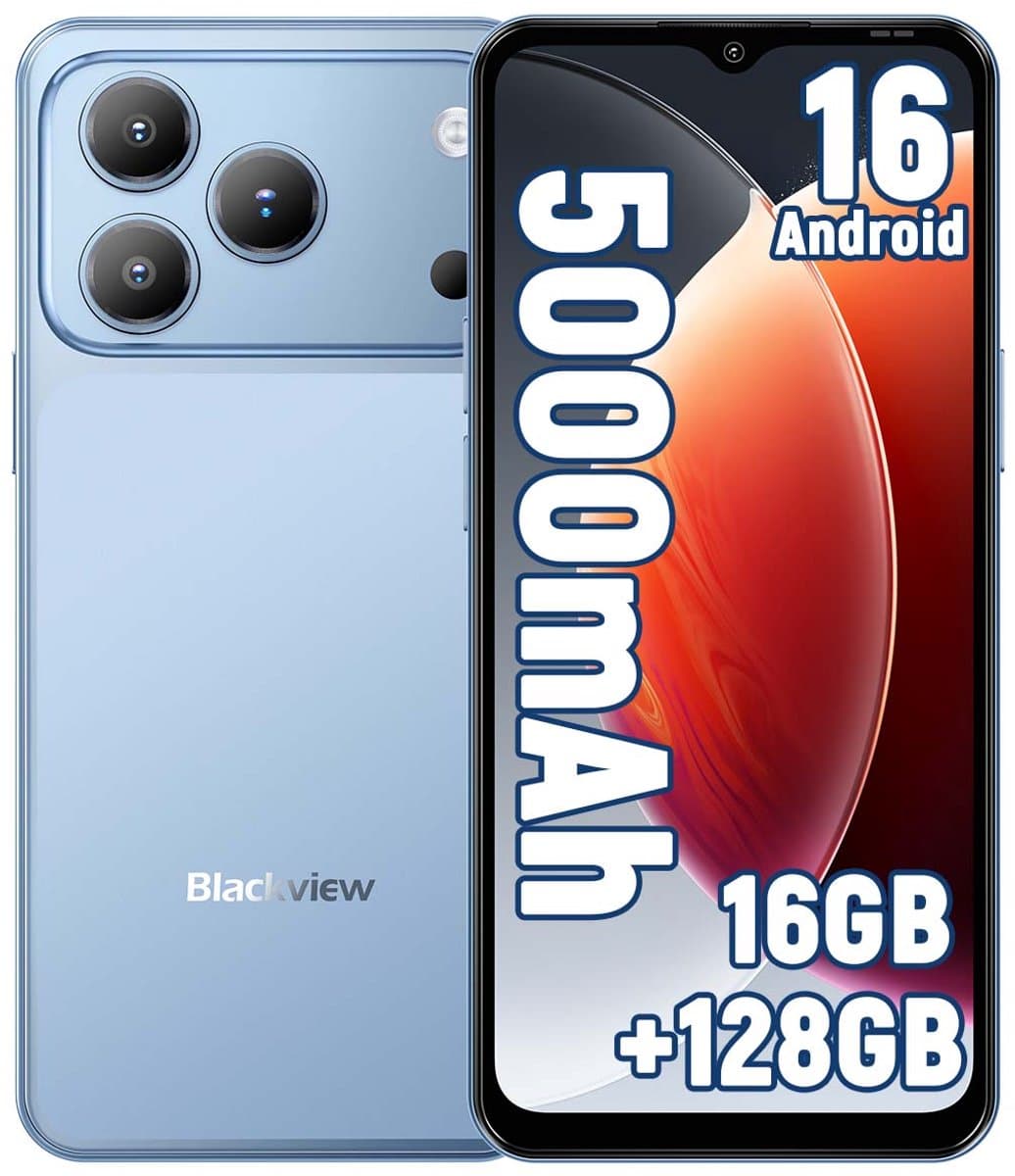 Blackview WAVE 7C Smartphone 4G - 16GB RAM - 128GB ROM - 6,56 inch - Android 16 Telefoon - 5000 mAh - Dual SIM - GPS - OTG - Blauw