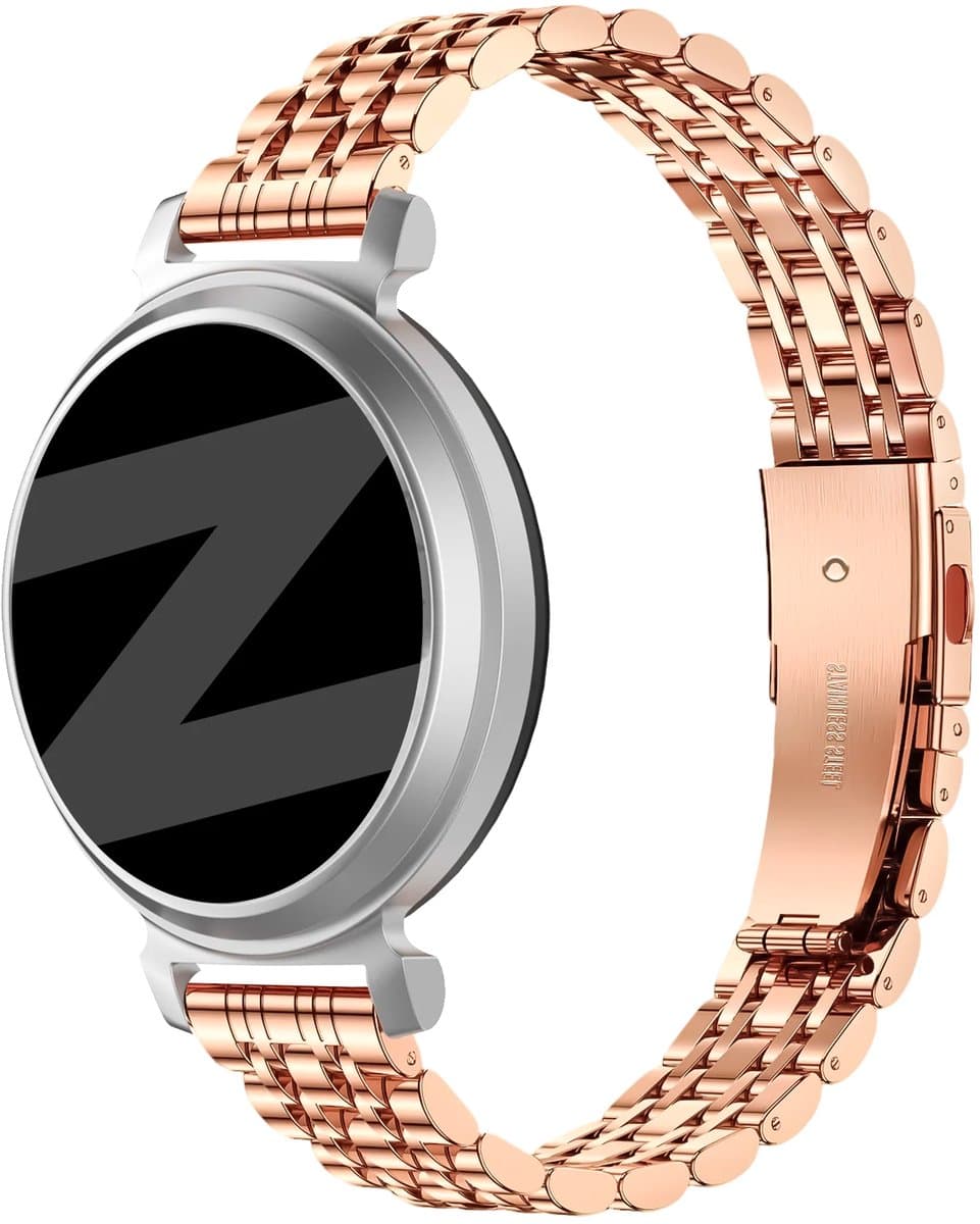 Bandz Stalen 'Classic' band geschikt voor Garmin Lily 2 / Pebble Round 2 - Rose goud