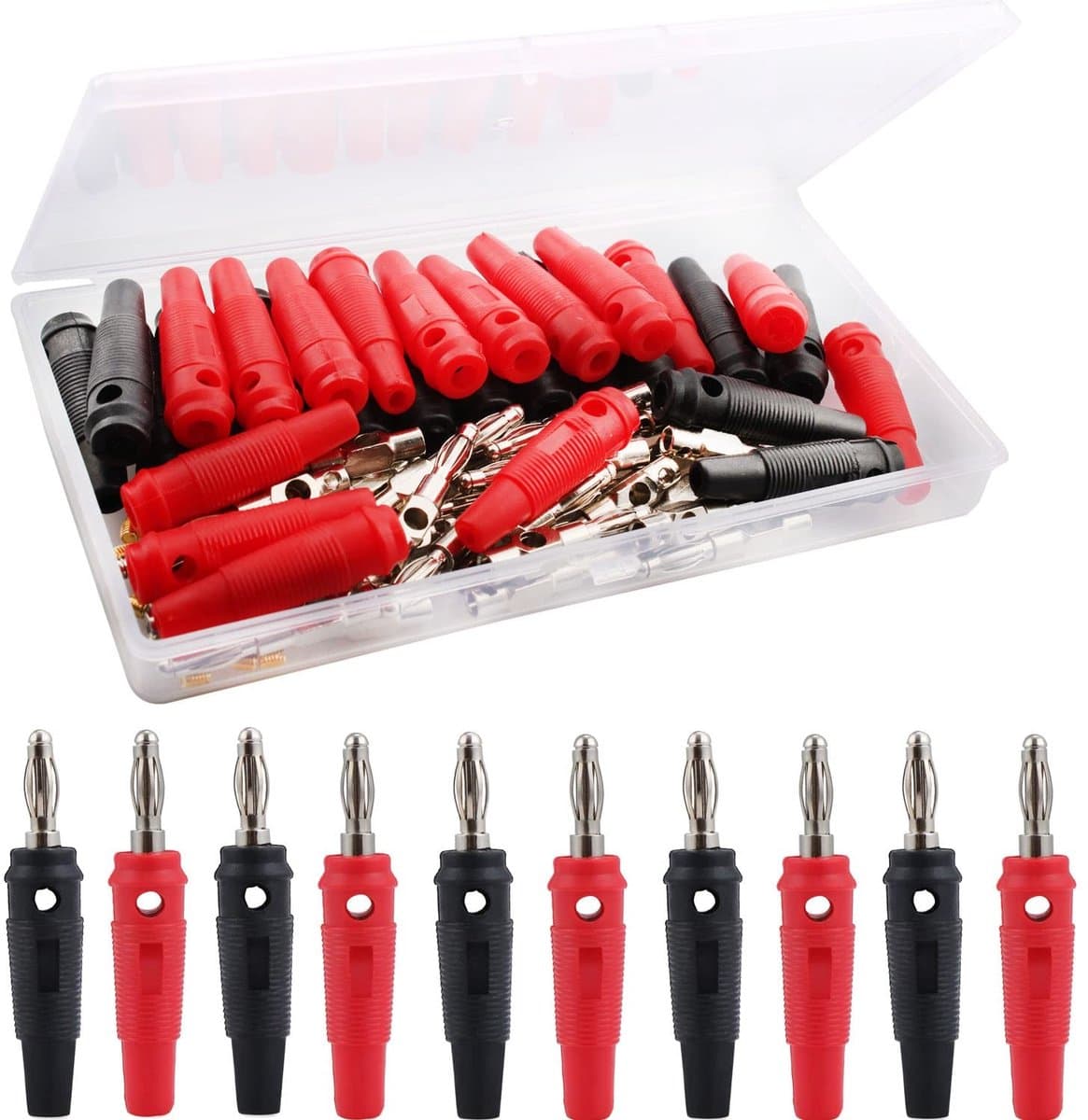 Dailygoods - 30pcs 4mm Banana Plug Speaker Plug - Rood/Zwart Audio Connector