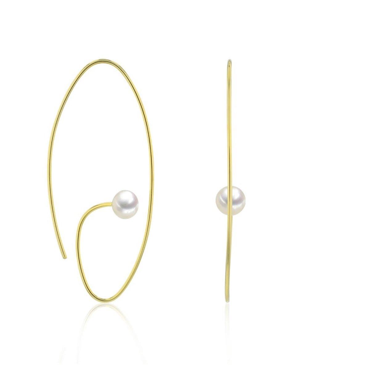 Luna-Pearls - 315.0458 - Oorbellen - Dames - 925 zilver - geelgoud verguld - Zoetwater gekweekte parel 6-6,5 mm