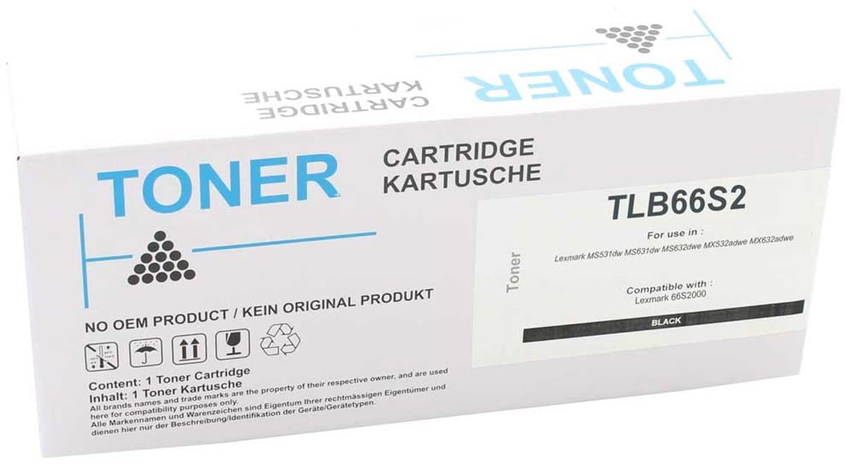 Lexmark - Toner - TLB66S2 - Zwart - Huismerk - geschikt voor Lexmark MS 531 dw, Lexmark MS 531-serie, Lexmark MS 532 dwe, Lexmark MS 631 dw, Lexmark MS 631-serie, Lexmark MS 632-serie, Lexmark MX 532 adwe, Lexmark MX 532-serie, Lexmark MX 632 adwe