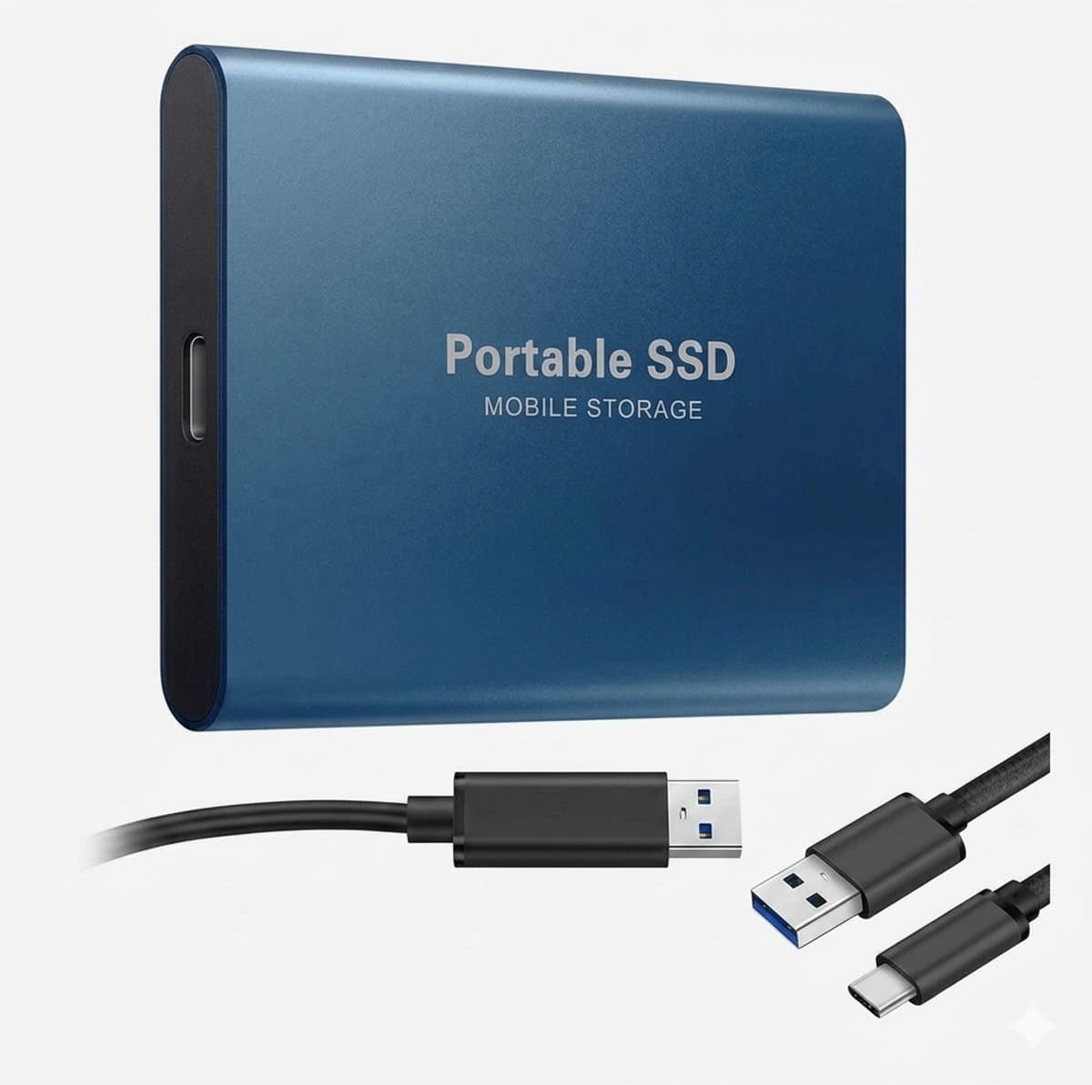 TRESTO - Portable SSD – Externe SSD – 2TB opslag – Rode SSD – inclusief USB C kabel – USB 3.1 – draagbare SSD – SSD harde schijf – externe harde schijf 2TB – SSD voor laptop – blauw – geschikt voor Windows, Mac en Android