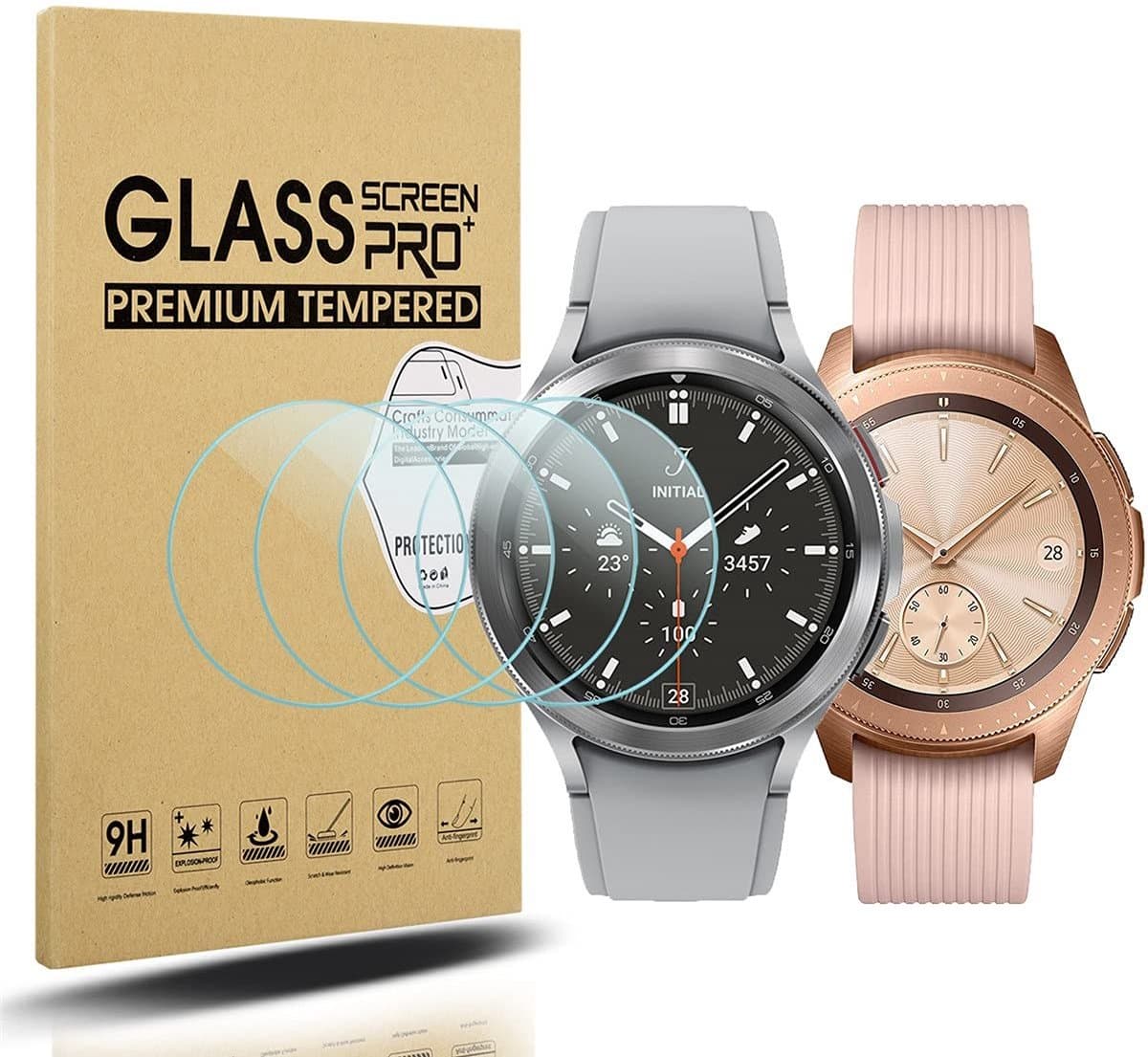 Dailygoody - Schermbeschermer - Gehard Glas - HD Bescherming - 42mm - Anti-kras - Voor Samsung Galaxy Watch 4 Classic - 4 Pack