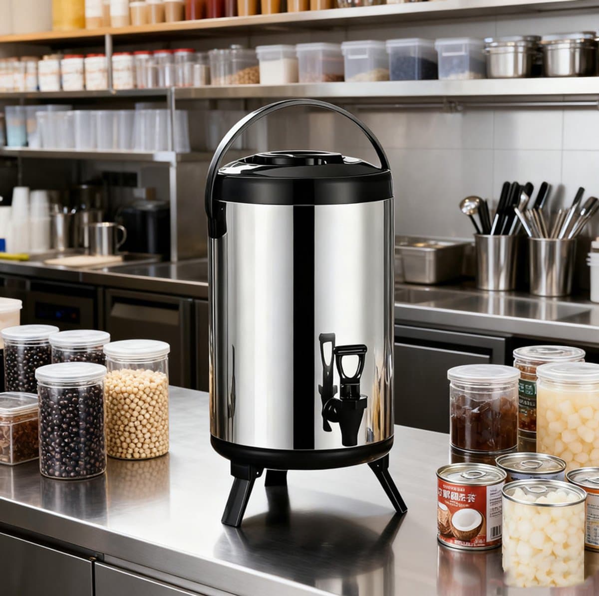 NETTLIFE Thermoskan - Grote capaciteit - Duurzaam roestvast - Lange warmtebehoud - Handmatige kraan - Essentieel voor de keuken