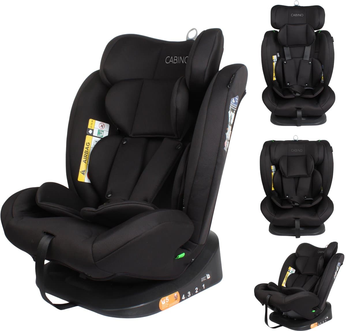 Cabino Solero Autostoel i-Size – Groep 0/1/2/3 – 40 tot 150 cm – Met Zitverkleiner – Zwart