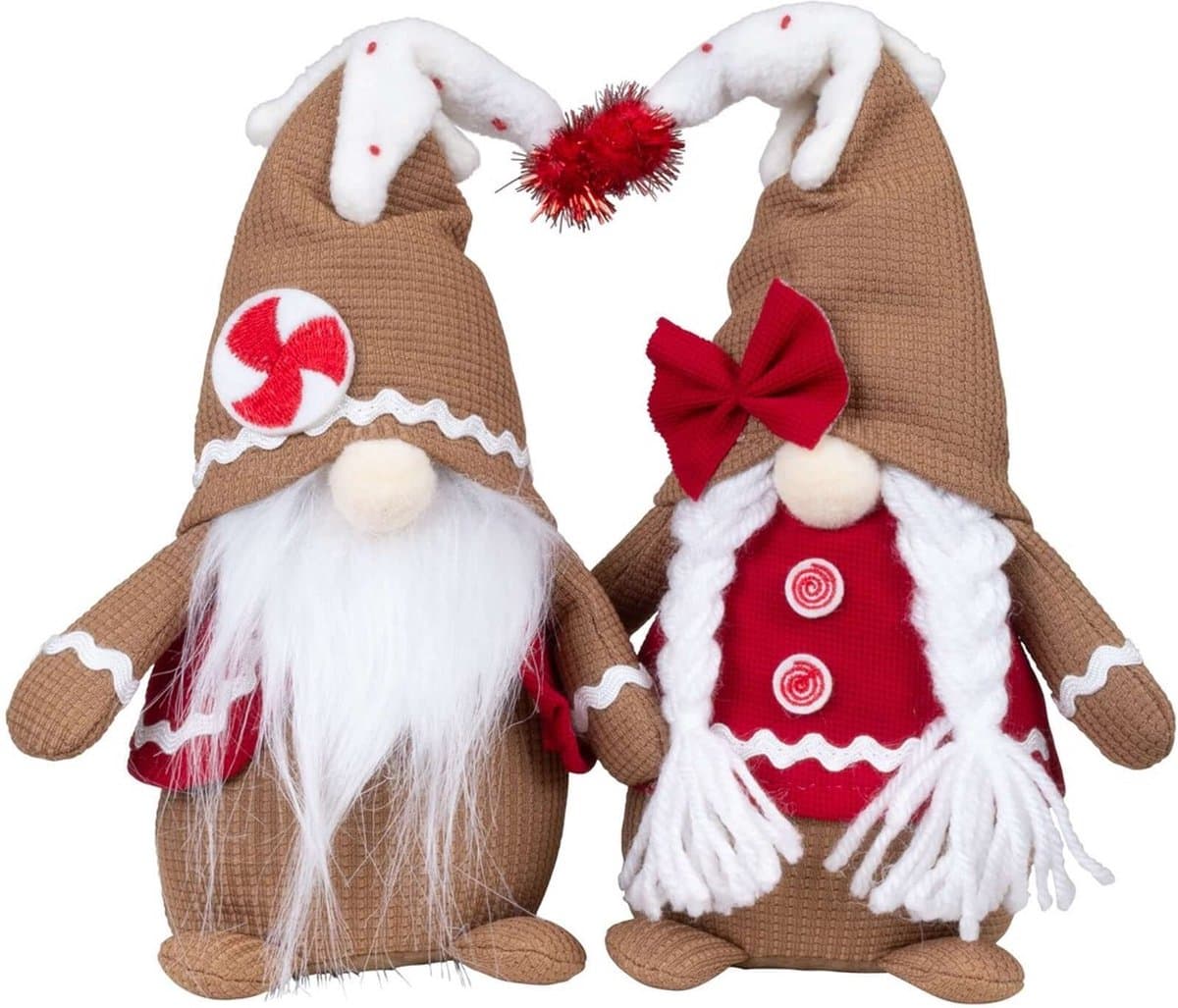 Without Lemon - Christmas Setje 2 stuks Kerst Gnome Kabouter Pop - Bruine Muts - Pluche Zweedse - Gnome Kerst Decor - Scandinavische Tomte Nordic - Elf Speelgoed - Xmas Ornament - 2 stuks - Kerstpoppen