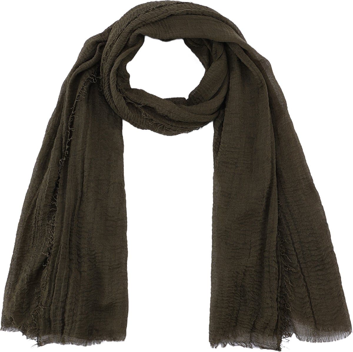Emilie scarves - sjaal - olijfgroen - lang - crinkle sjaal - the all time essential scarf