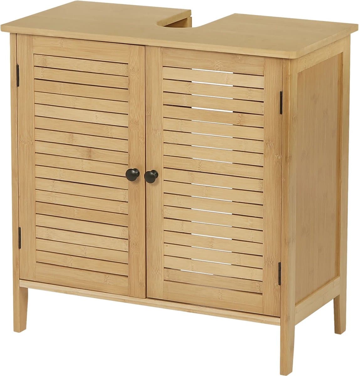 st- badkamerkastje -gootsteen -organizer-2 deuren-bamboe-60x30x60 -bruin