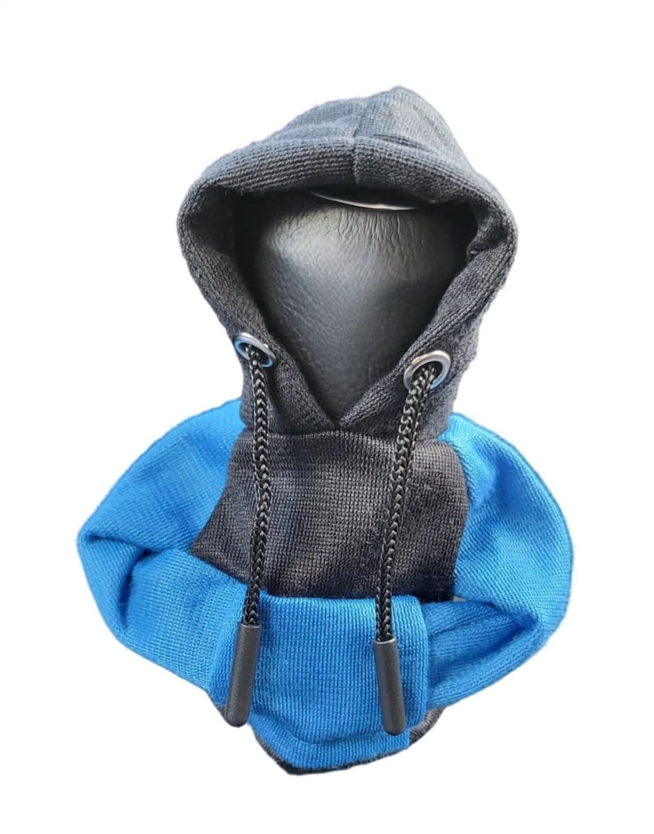 Mj Joys® - Versnellingspook Hoodie - Universele Pook Cover Met Capuchon - Hoodie Pook Hoes - Versnellingspook Beschermer - Autopook Cover - Pookknop - Zwart Blauw