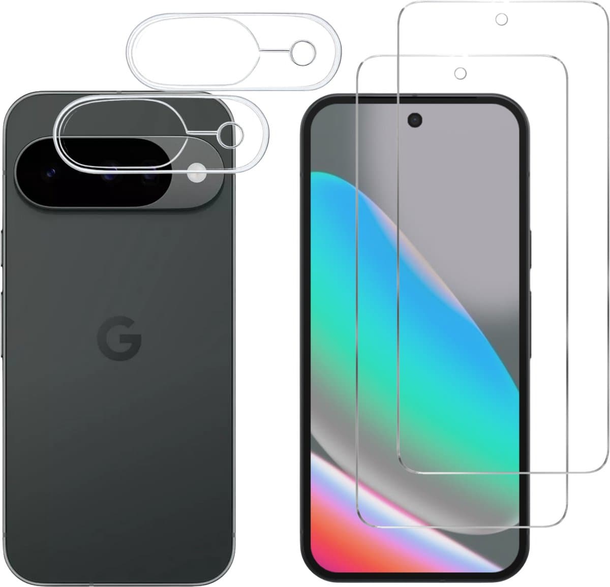 Screenprotector geschikt voor Google Pixel 10 - 2 stuks Beschermglas van glas Transparante glazen schermbeschermfolie + 2 stuks Camera Protector