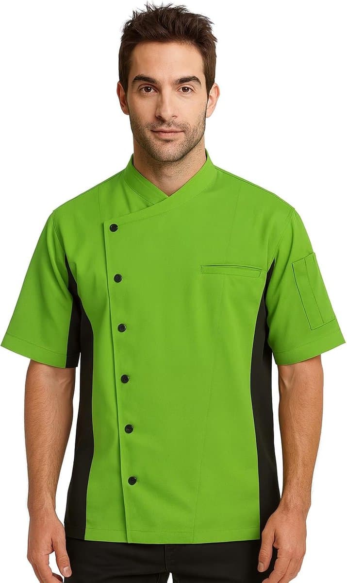 Koksbuis Korte Mouw - Keuken Uniform - Professioneel Koken - Geventileerd Mesh - Maat M - Groen