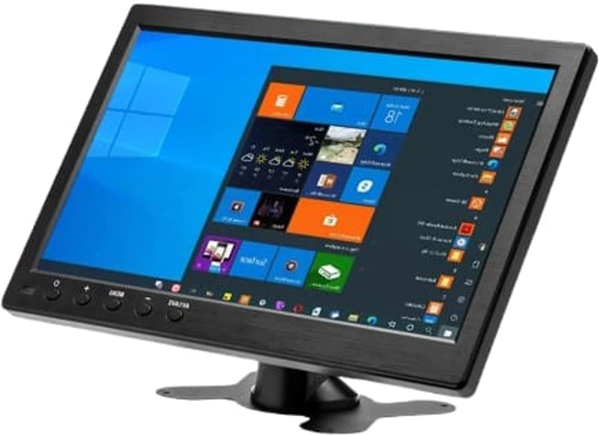 Podofo - LCD-scherm - Automonitor voor achteruitrijcamera - 10,1" LCD - HD-monitor - Mini-tv en computerluidspreker - HDMI - VGA-scherm - Kleurenscherm - Zwart