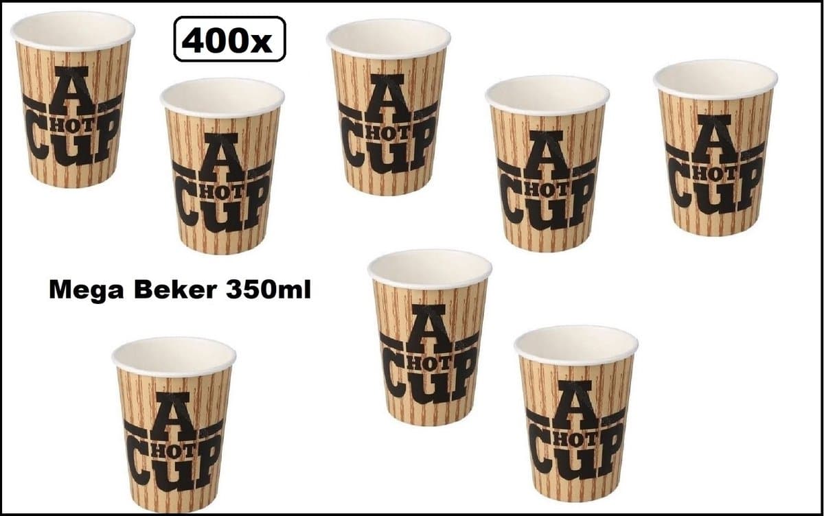 400x Mega Beker karton A Hot Cup 350ml - Koffie thee chocomel soep drank water beker karton