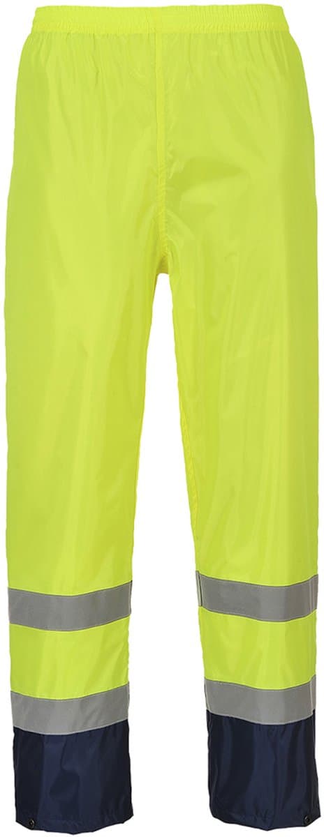 Portwest Hi-Vis Klassieke Tweekleuren Regenbroek H444 - Geel/Marine - L