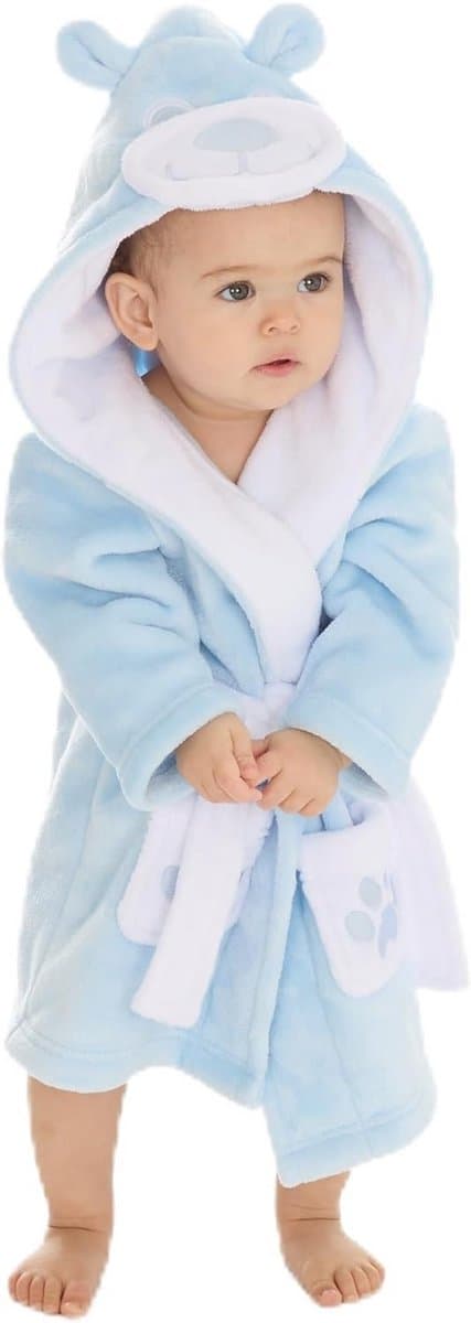 Fleece badjas met capuchon en oortjes voor baby's en jonge kinderen