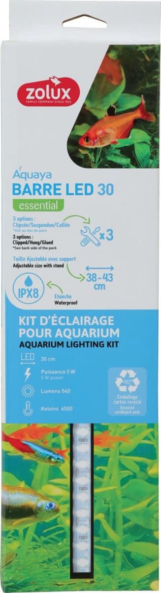 Zolux Ekaï Led Bar - Ledverlichting - 308x14x8 mm Zwart 5 Watt 540lm. 6500k