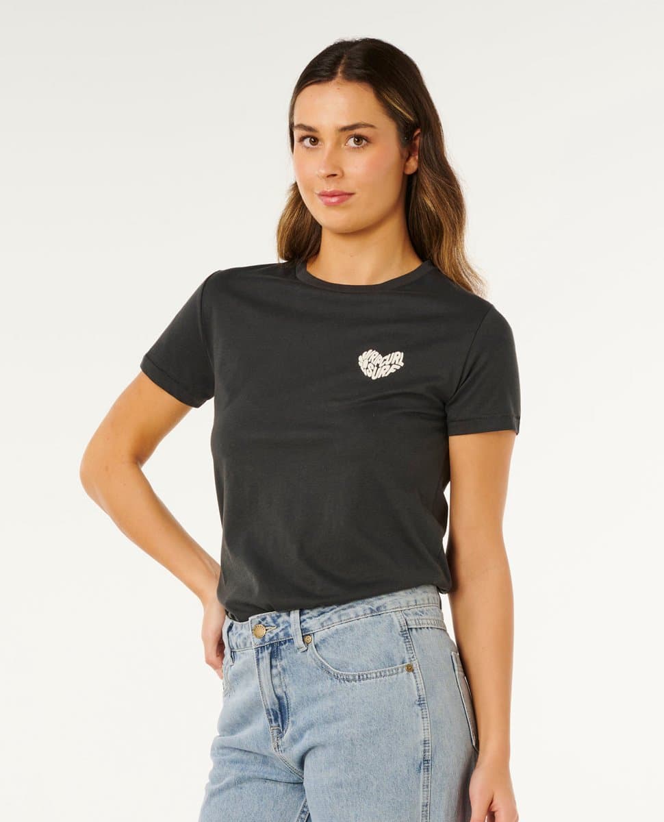 Rip Curl RC Heart Logos TEE - Washed Black