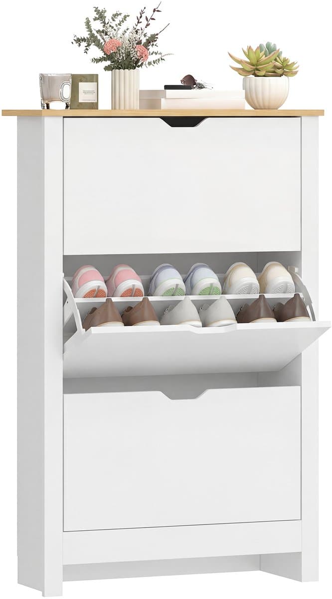 HOMCOM - Schoenenkast - MDF - 72L x 26B x 112H cm - Wit