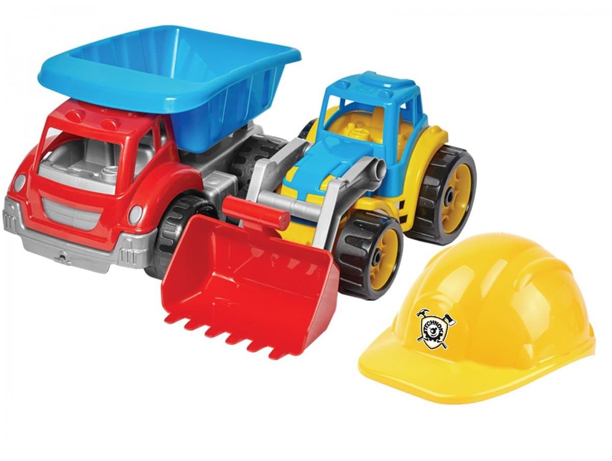 Dump truck + Big Tractor Loader + Helmet