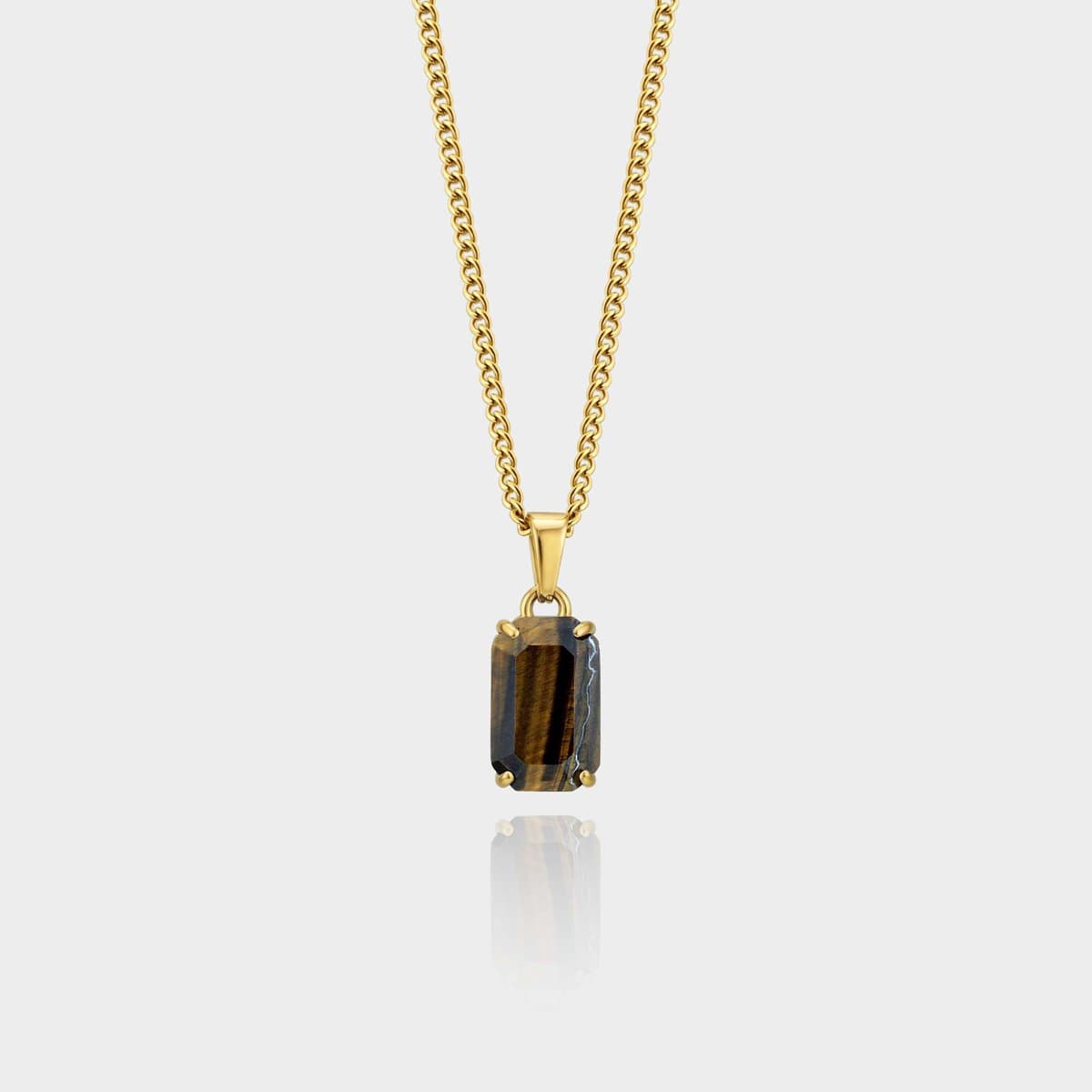 Tiger Eye Gemstone Pendant - Gouden Edelsteen Hanger Ketting - 50 cm lang - Ketting Heren met Hanger - Olympus Jewelry