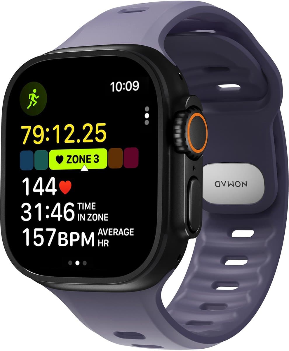 Nomad Tempo Watchband Ultra 49 mm – Veilige Pin-en-Tuck Sluiting – Duurzaam FKM Rubber – Waterdicht voor Dagelijks Gebruik - Paars
