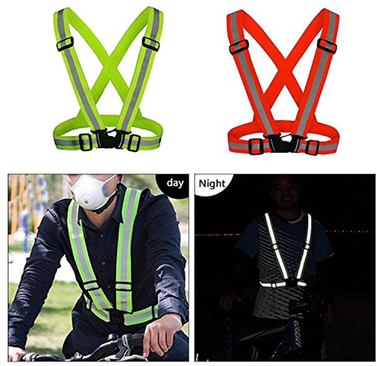 Verstelbaar reflecterend veiligheidsvest - 2 stuks - Hoge zichtbaarheid voor hardlopen, joggen en fietsen - Unisex en lichtgewicht