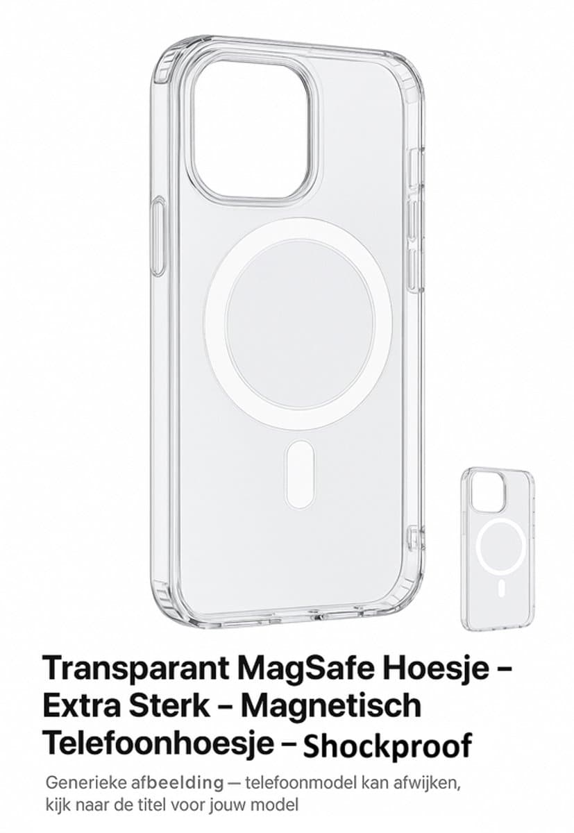 Apple iPhone 16 Plus - Transparant MagSafe Hoesje - Extra Sterk - Magnetisch Telefoonhoesje - Shockplusof