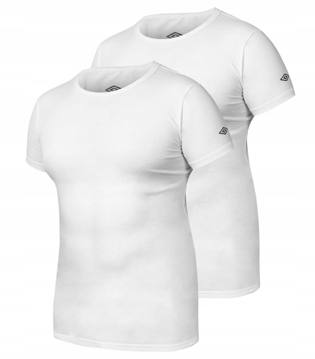 UMBRO - T-shirt Heren - Maat M - Wit - (2 stuks) - Slim Fit - 95% Katoen - Comfortabel Onderhemd - Basics