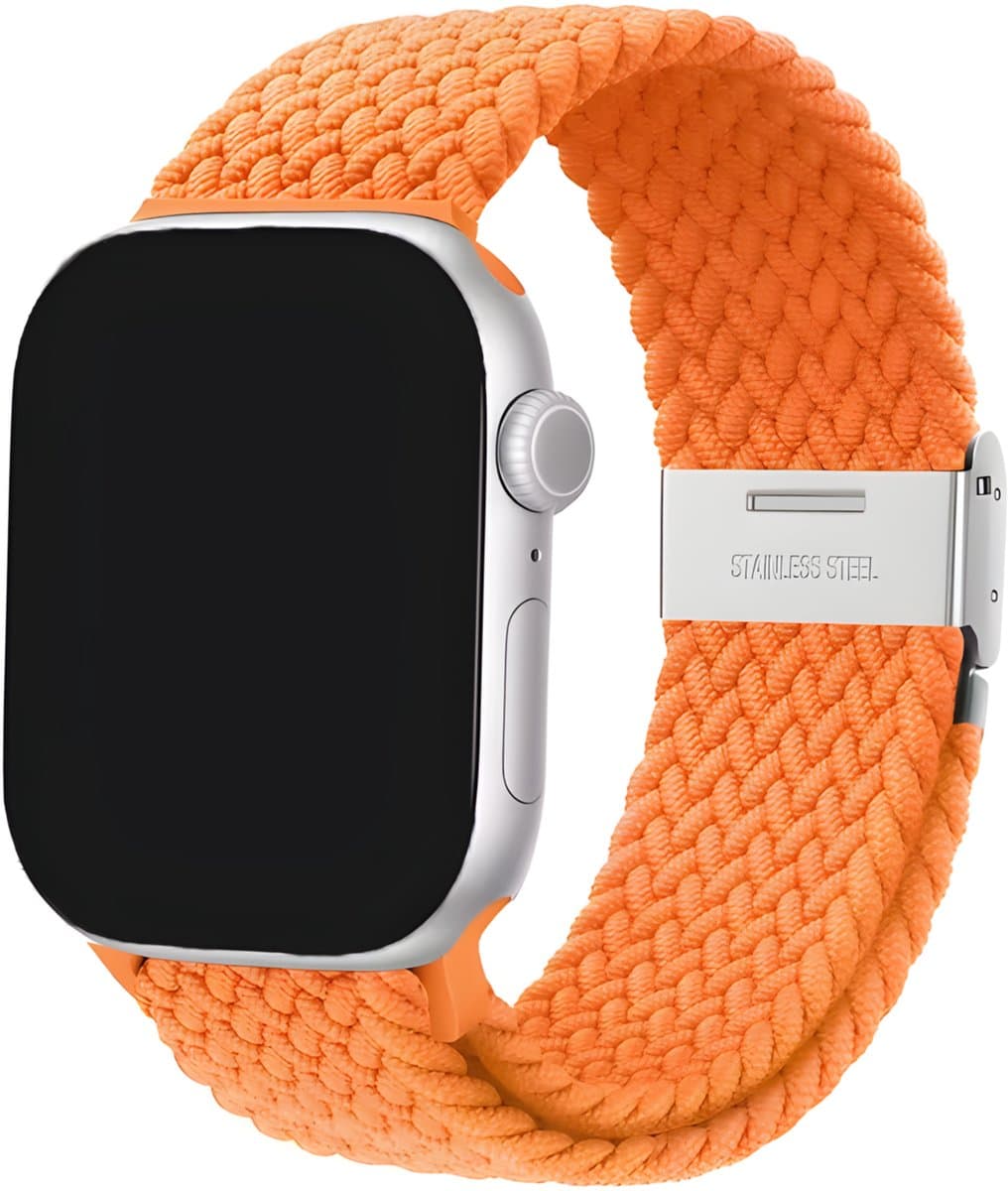 Innerlight® Nylon+ - Oranje Geweven - 38/40/41mm - Nylon bandje geschikt voor Apple Watch - Geschikt als Apple Watch bandje voor Series 1/2/3/4/5/6/7/8/9/10 42mm/11 42mm/SE