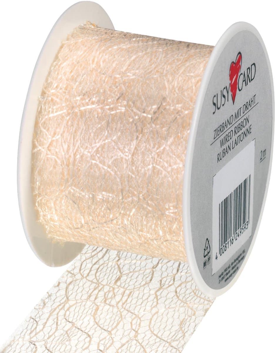 SUSY CARD cadeaulint op spoel 'Lace', crème