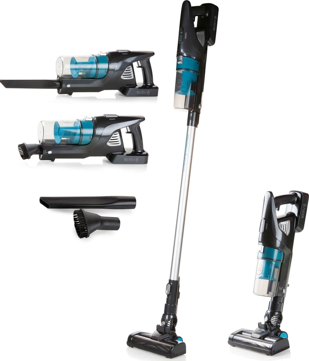 PRIMO PR501SV Steelstofzuiger Draadloos 3-in-1 - Stofzuiger Zonder Zak - Kruimelzuiger - HEPA Filter - Grijs/Blauw