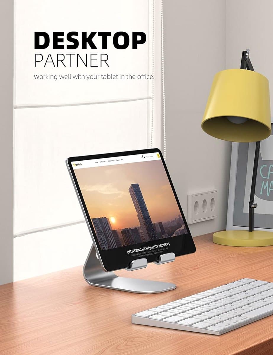 Tabletstandaard, verstelbare tablethouder - Desktopstandaard Dock compatibel met New iPad 2022 Pro 10.2/10.5/9.7/12.9, Air mini 6 5 4 3 2, Nintendo Switch, Samsung Tab, tablets - Zilver