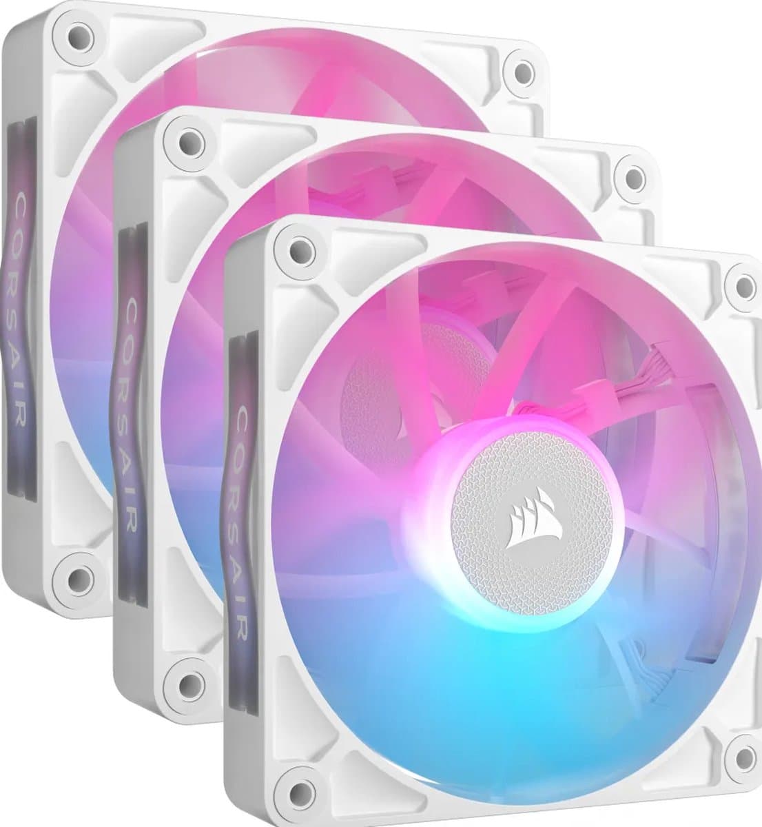 CORSAIR Taijixiang iCUE LINK RX120 RGB fan-starterset (3-pack) - 120 mm - 74,2 CFM (ca. 2,1 m³/min) - 400–2100 rpm - 10–36 dB - Zero RPM-modus - iCUE LINK-systeemhub - Wit