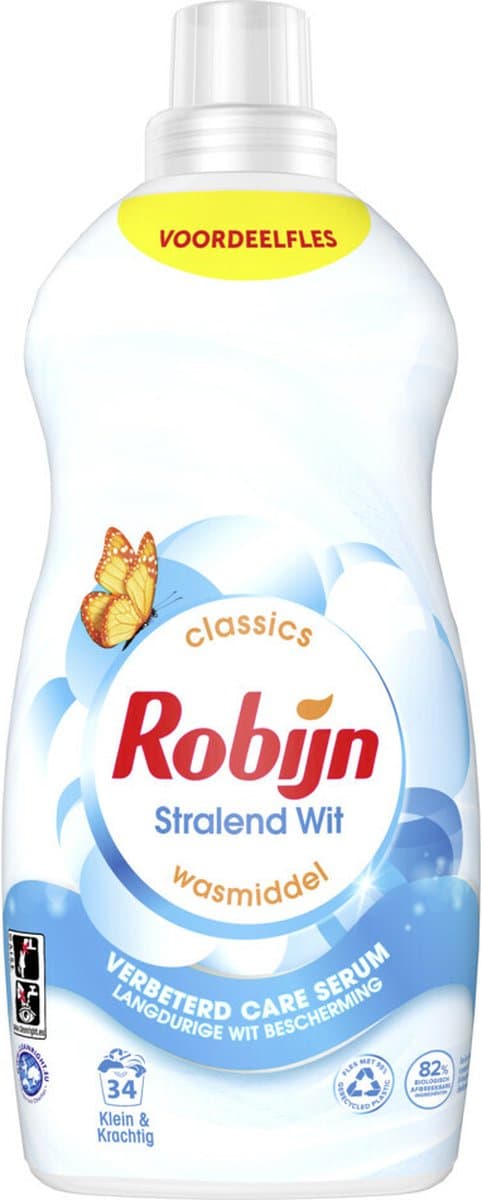 Robijn Klein&Krachtig Classics Stralend Wit Wasmiddel Voordeelfles 1,19 L 34 Wasbeurten