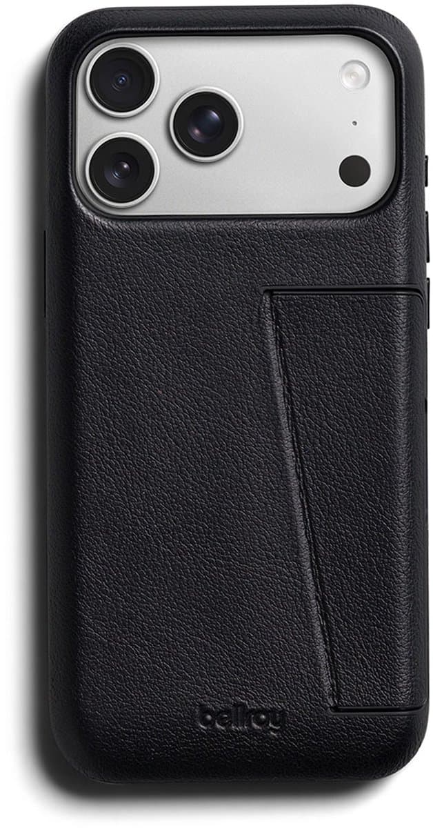 Bellroy Full Lederen 3 Card iPhone 18 Pro Max Hoesje – Ingebouwde Magnetische Portemonnee – Premium Leer – Schokabsorberend Polymeer - Zwart
