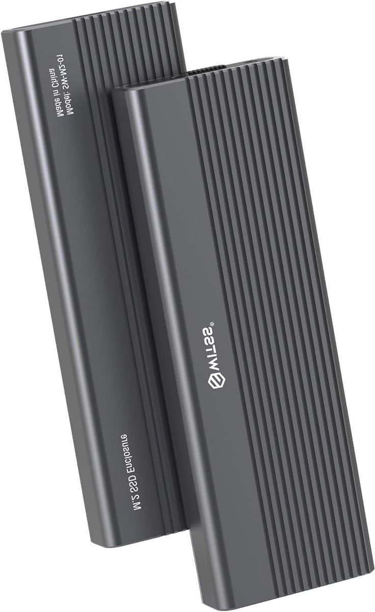 M.2 SSD Behuizing - Externe Harde Schijf - Snelle Data Transfer - NVMe en SATA Ondersteuning - 10 Gbps - Zilver