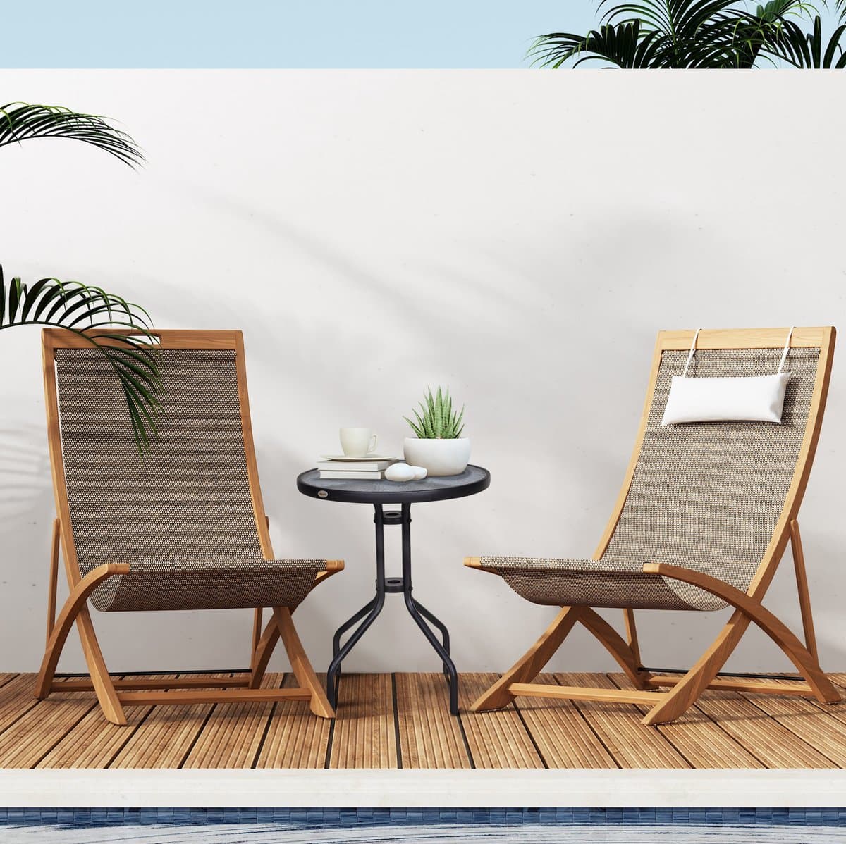 Balkontafel - Rond Model Met Veiligheidsglas En Stevig Frame - Voor Tuin Balkon En Terras - Metaal En Gehard Glas - Ø60x70 Cm - Zwart
