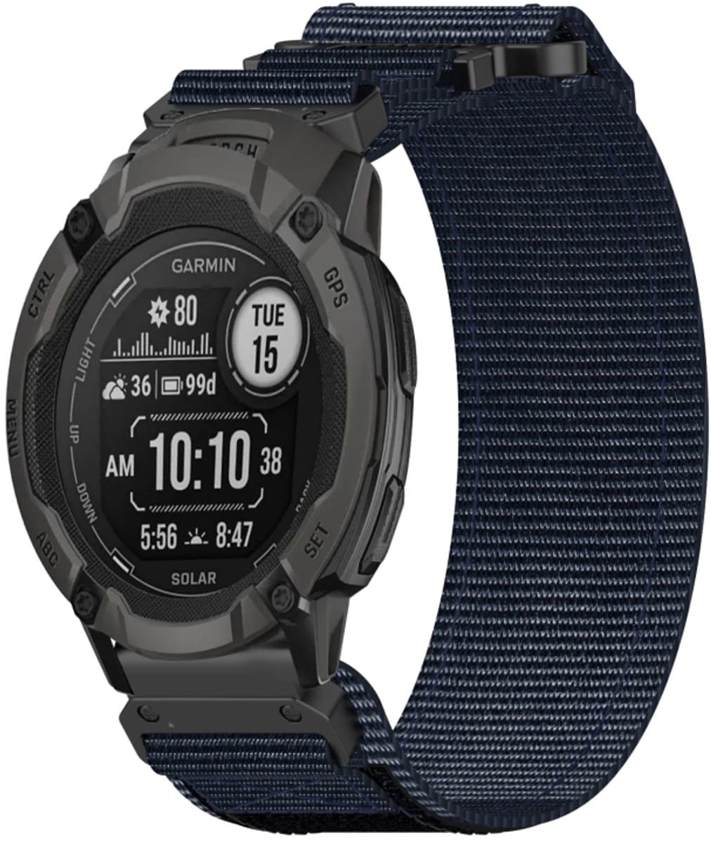Voor Garmin Instinct 2 22 mm nylon klittenbandsluiting horlogeband (blauw)