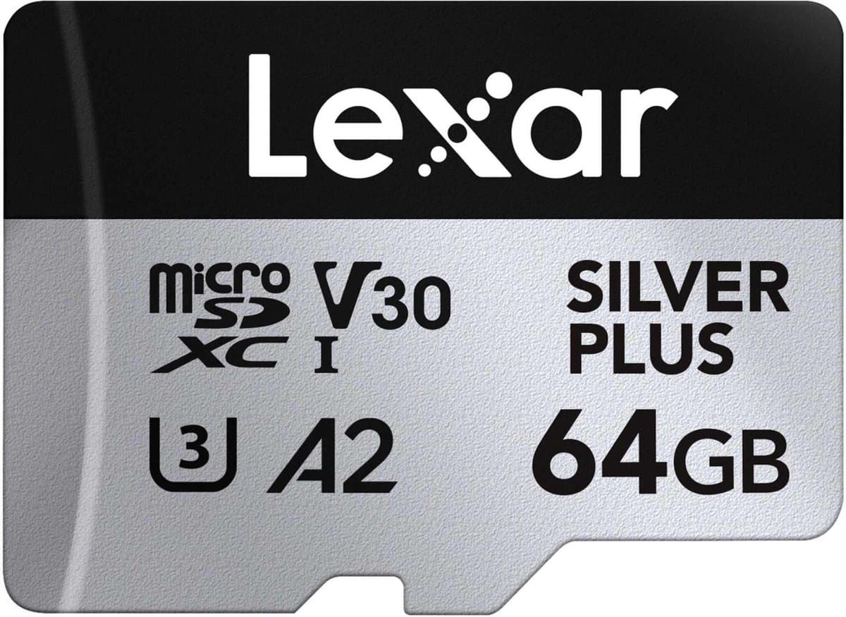 Lexar microSDXC Silver Plus UHS-I 64GB - Lezen 205MB/s, Schrijven 100MB/s - V30