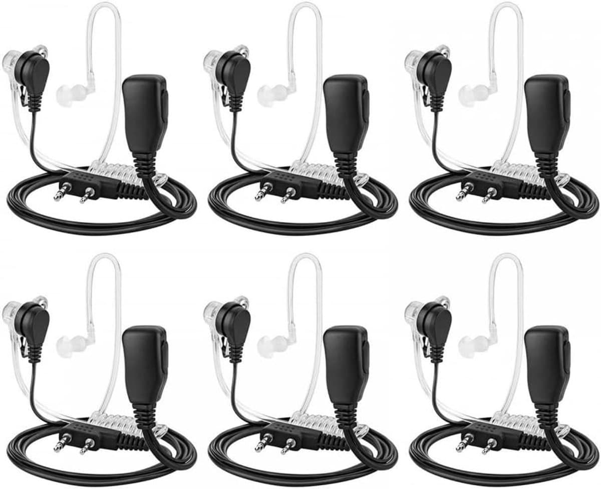 Set van 6 Walkie Talkies Earpieces met 2-Pin C-type Headset voor Duidelijke Communicatie en Handenvrije Gesprekken