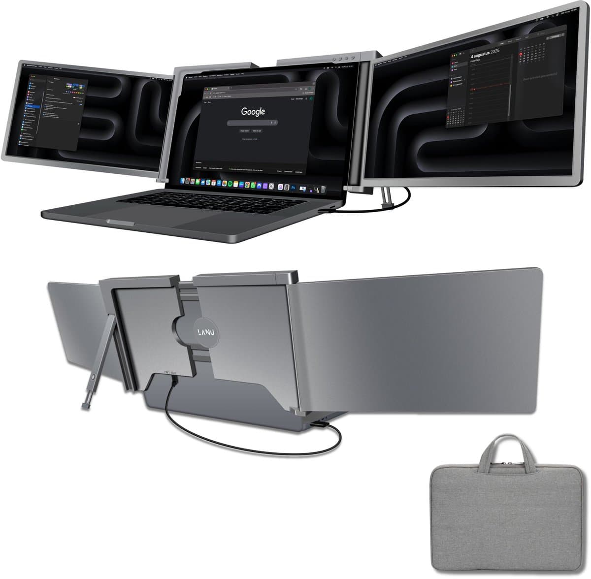 Triple Portable Monitor Expert 14" OneCable - IPS - Extra scherm laptop - Tri screen monitor - Inclusief draagtas
