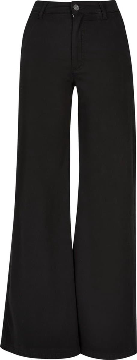 Dames chino broek met hoge taille en wijde pijpen zwart 28