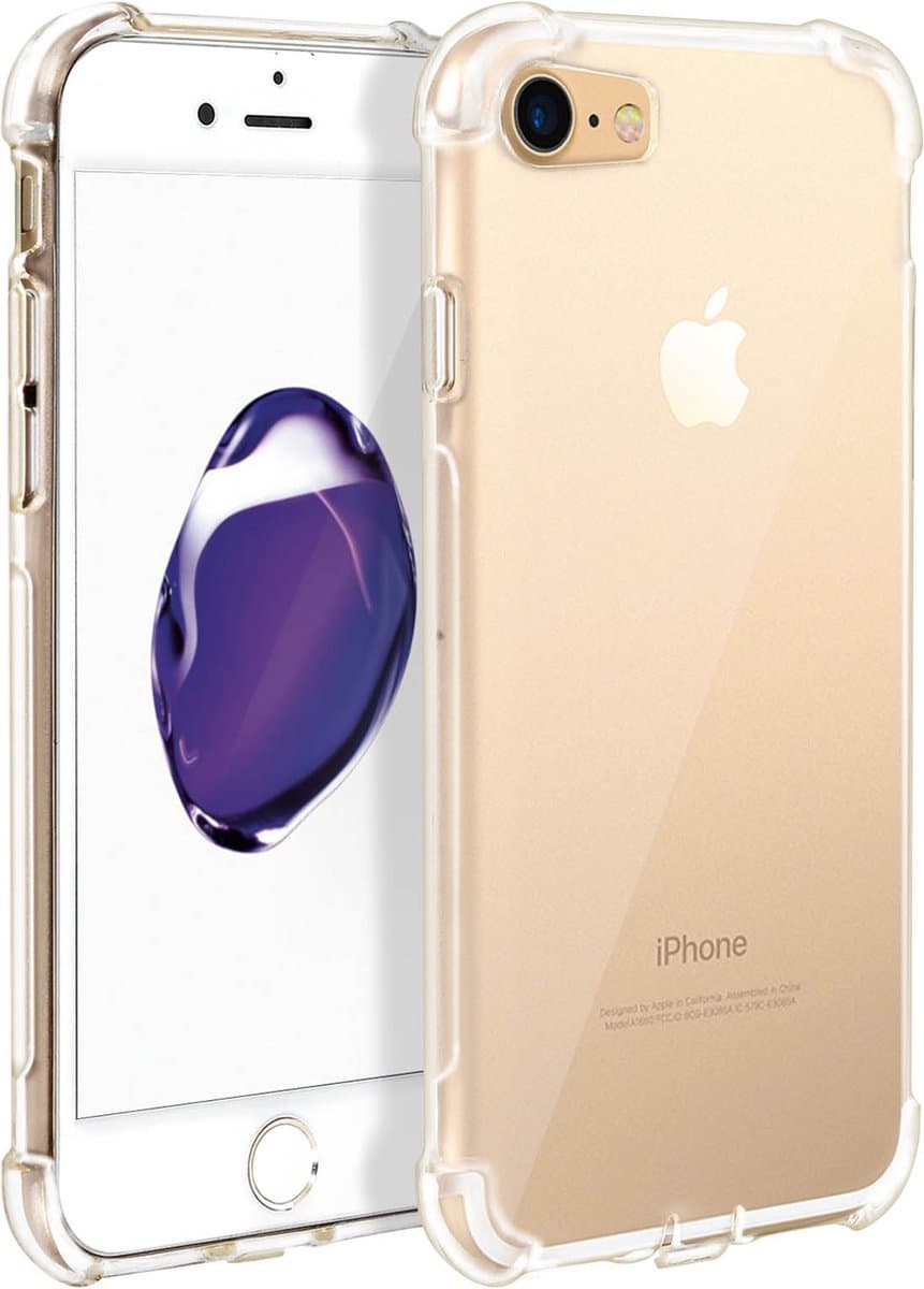 Akashi, Hoes Geschikt voor iPhone SE 2022 / 2020 et 8 / 7 Beschermende Flexibele Versterkte hoeken, Transparant