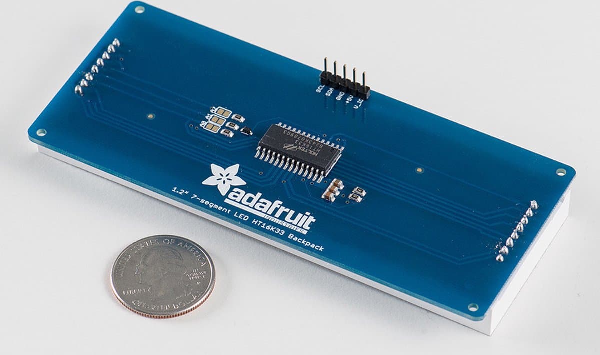 1.2 inch 4-Digit 7-Segment Display w/I2C Backpack - Yellow Adafruit 1269